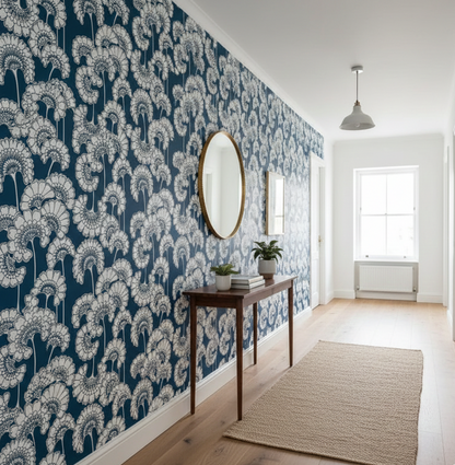 Japanese Floral Wallpaper - Florence Broadhurst - True Blue