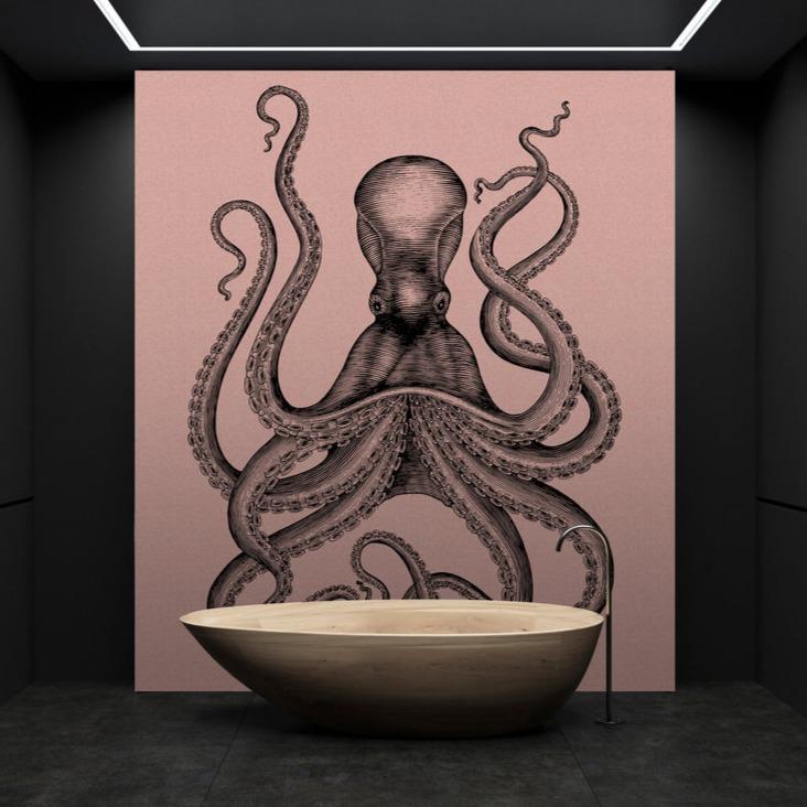 Jules Octopus - Custom Sized Wallpaper Mural (per m2) - Jules 1 Pink