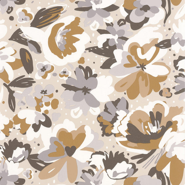 Sample - July Flower Power Wallpaper - Chocolate - Discontinuing