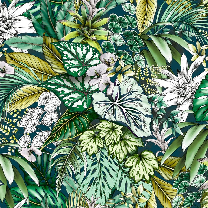 Jungle Typoflora Mural Wallpaper - 4 Colours