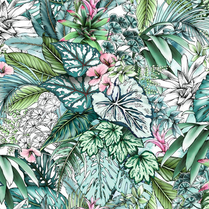 Jungle Typoflora Mural Wallpaper - 4 Colours