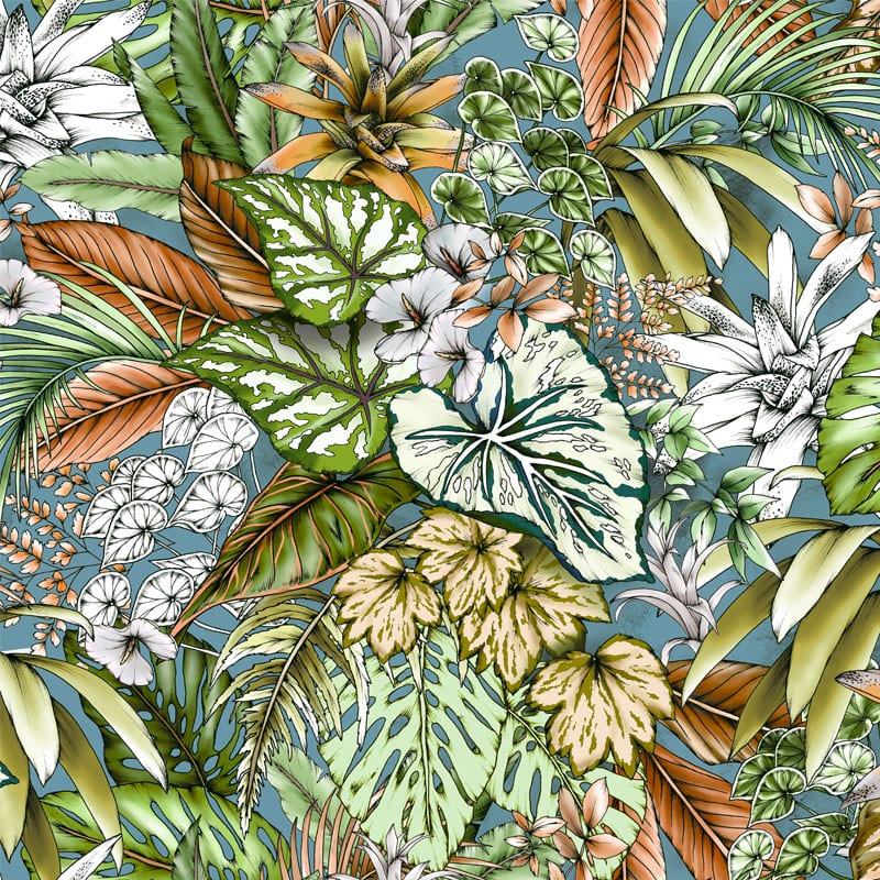 Jungle Typoflora Mural Wallpaper - 4 Colours