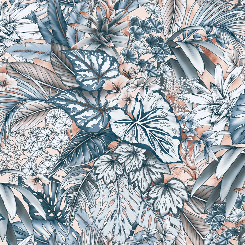 Jungle Typoflora Mural Wallpaper - 4 Colours