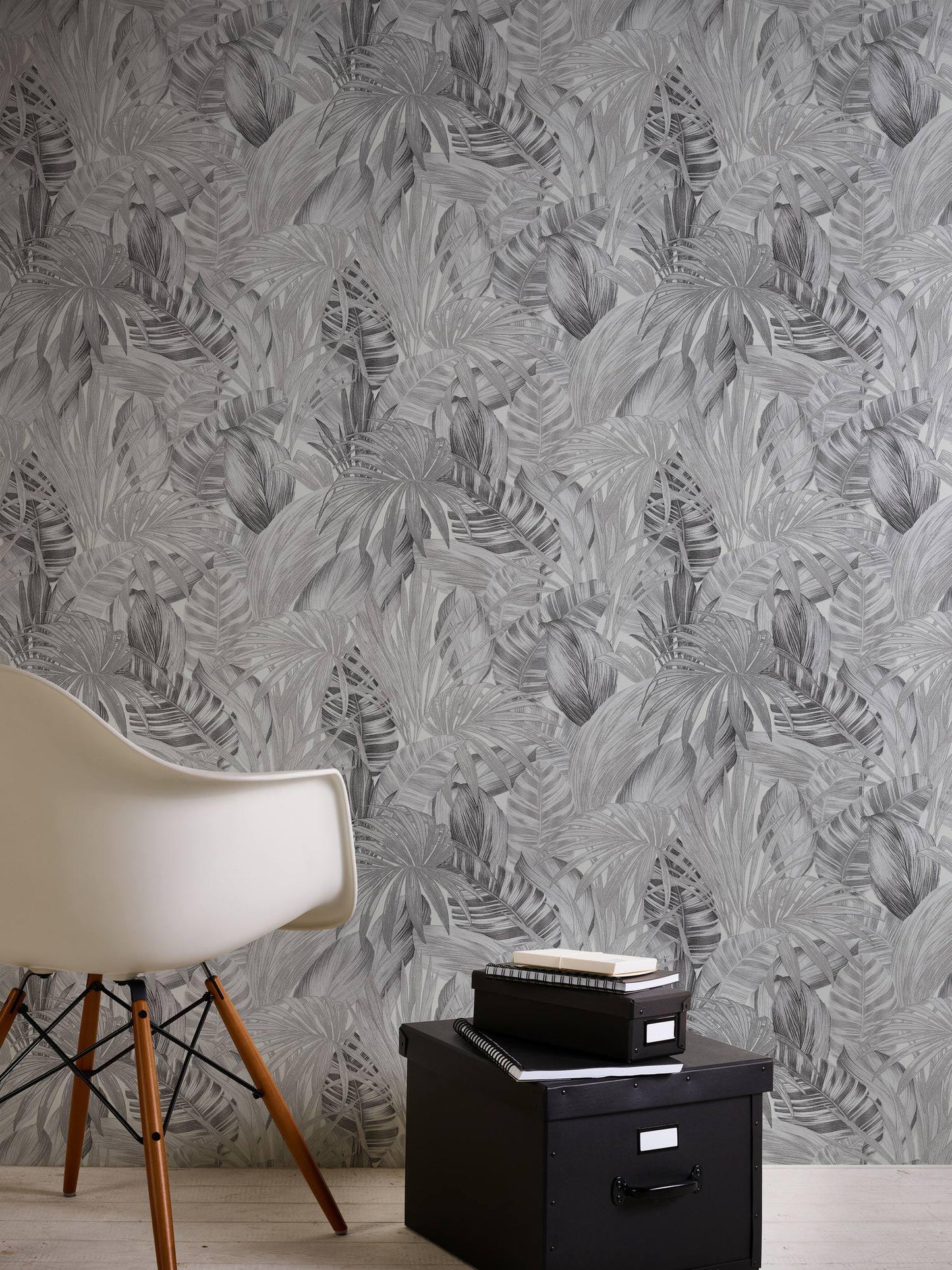 Jungle Sketch Wallpaper - Grey