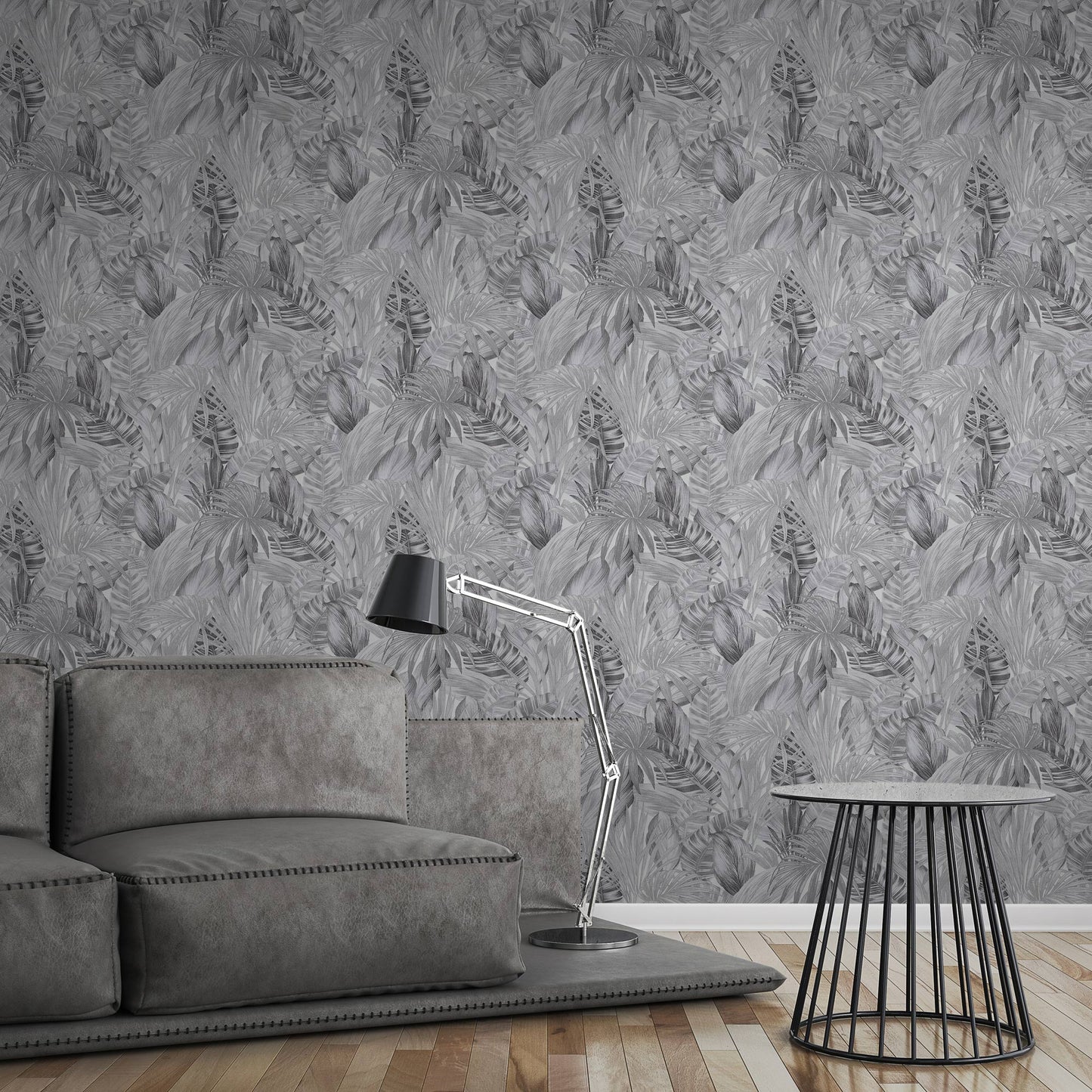 Jungle Sketch Wallpaper - Grey