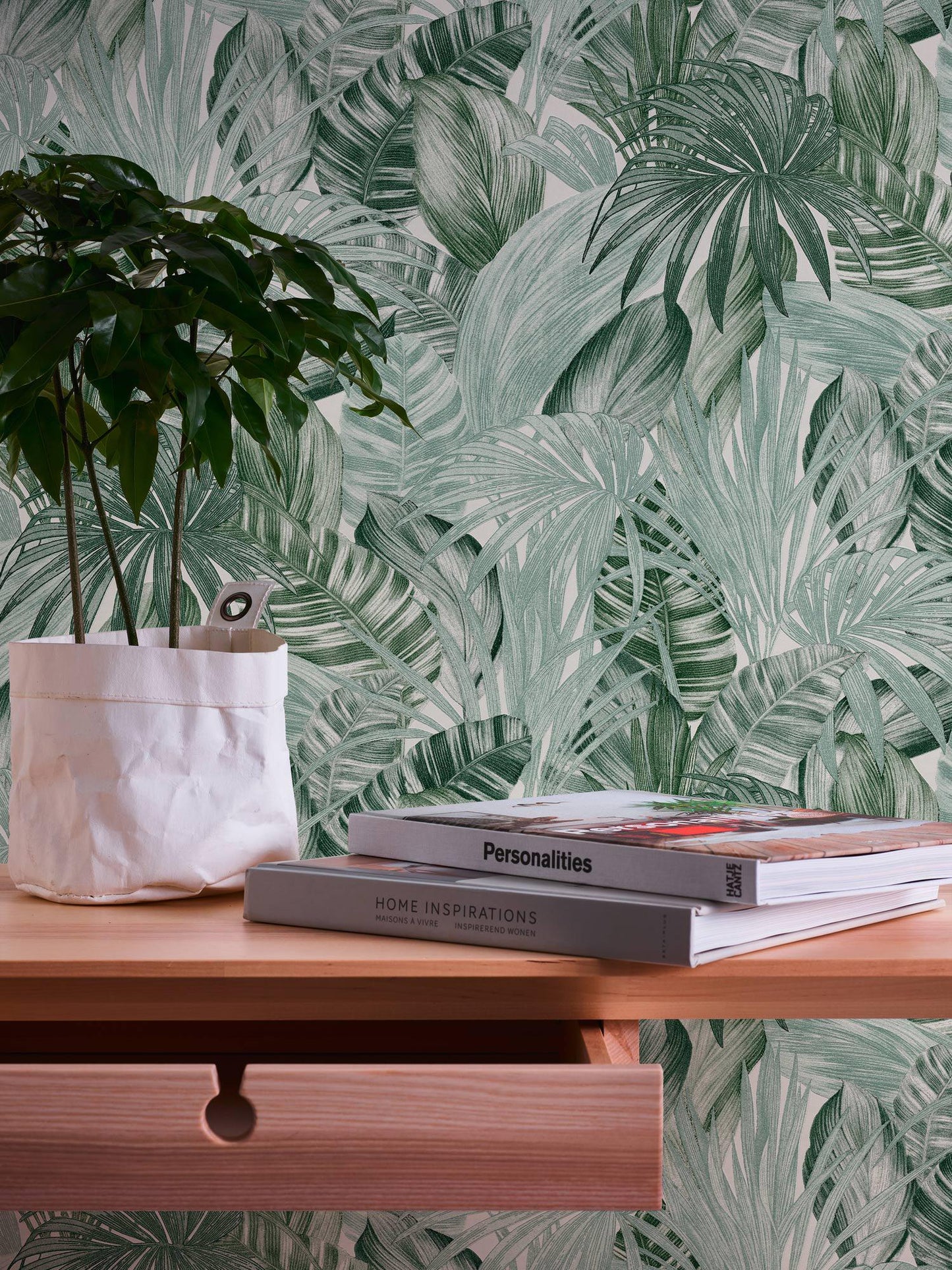 Jungle Sketch Wallpaper - Dark Green