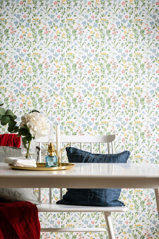 Juni Scandinavian Wallpaper - White/Multi - Discontinuing