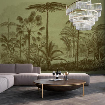 Jurassic - Custom Sized Wallpaper Mural (per m2) - Brown/Green