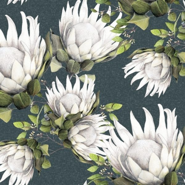 Sample – King Protea Wallpaper - Denim