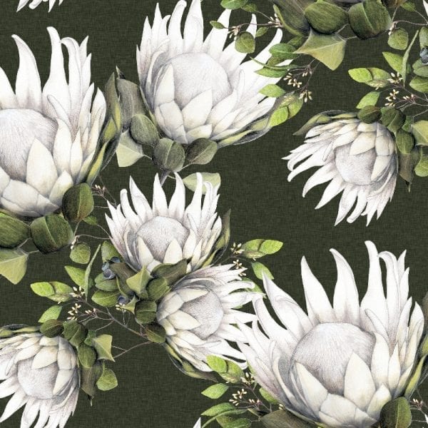 King Protea Wallpaper - Olive