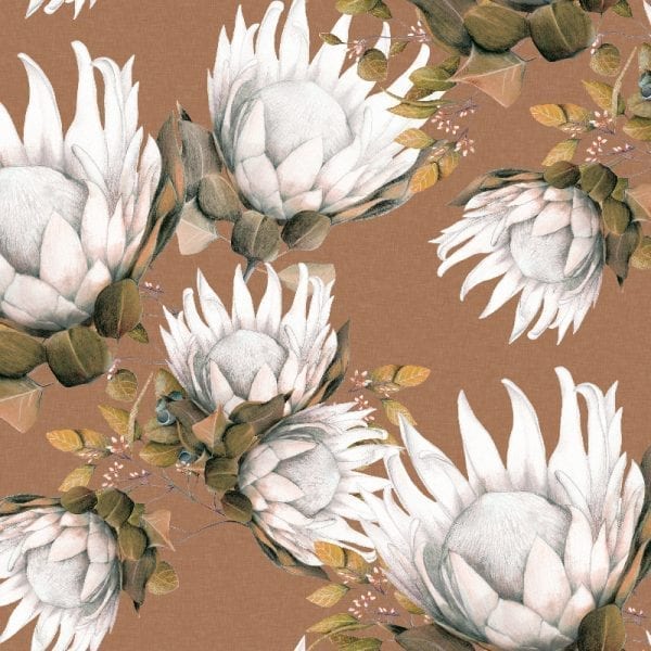 Sample – King Protea Wallpaper - Rust
