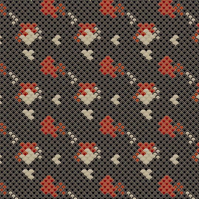 Digital Koi  - Koi 1 - Custom Sized Wallpaper Mural (per m2) - Black/Red