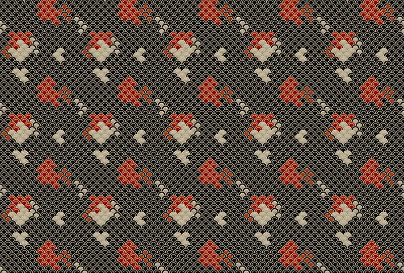 Digital Koi  - Koi 1 - Custom Sized Wallpaper Mural (per m2) - Black/Red