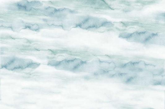 Riviera Watercolor - Teal - Custom Sized Wallpaper Mural (per/m2)
