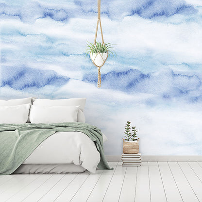 Riviera Watercolor - Blue - Custom Sized Wallpaper Mural (per/m2)