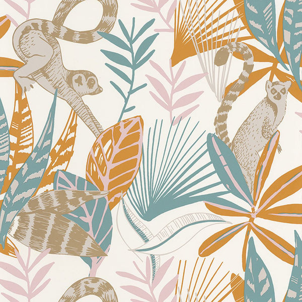 Sample - Madagascar Wallpaper - White/Ochre