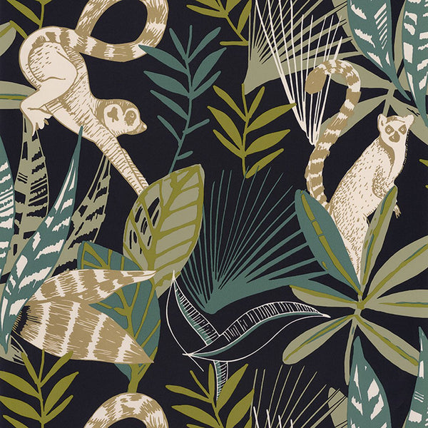 Sample - Madagascar Wallpaper - Black/Green