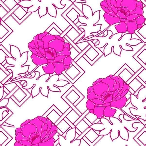 Sample – Large Floral Trellis Florence Broadhurst Wallpaper - Fuschia