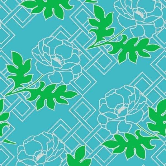 Large Floral Trellis Florence Broadhurst Wallpaper - Bondi