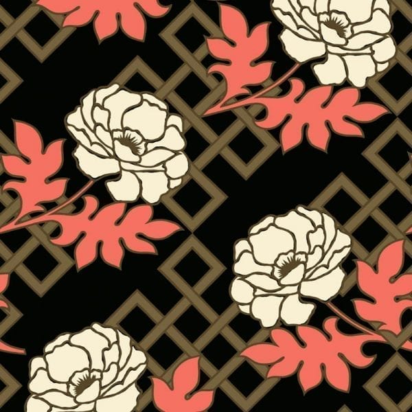 Sample – Large Floral Trellis Florence Broadhurst Wallpaper - Tea House