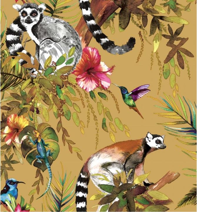 Lemur Wallpaper - Ochre