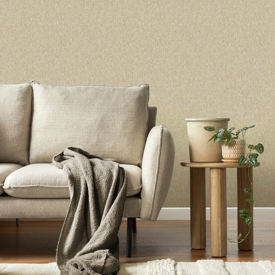 Harris Texture - Textured Herringbone Wallpaper - Natural