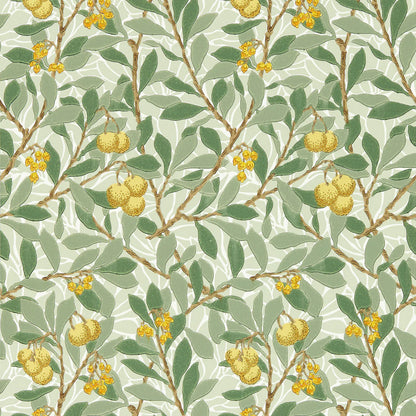 Arbutus by Morris Wallpaper - Sage/Lemon