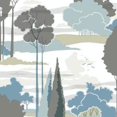Macarthur Park Florence Broadhurst Wallpaper - Blue/Gray/Beige