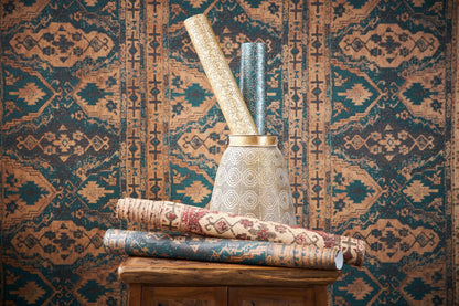 Marrakesh Carpet Wallpaper - Blue Black - Last 3 Rolls