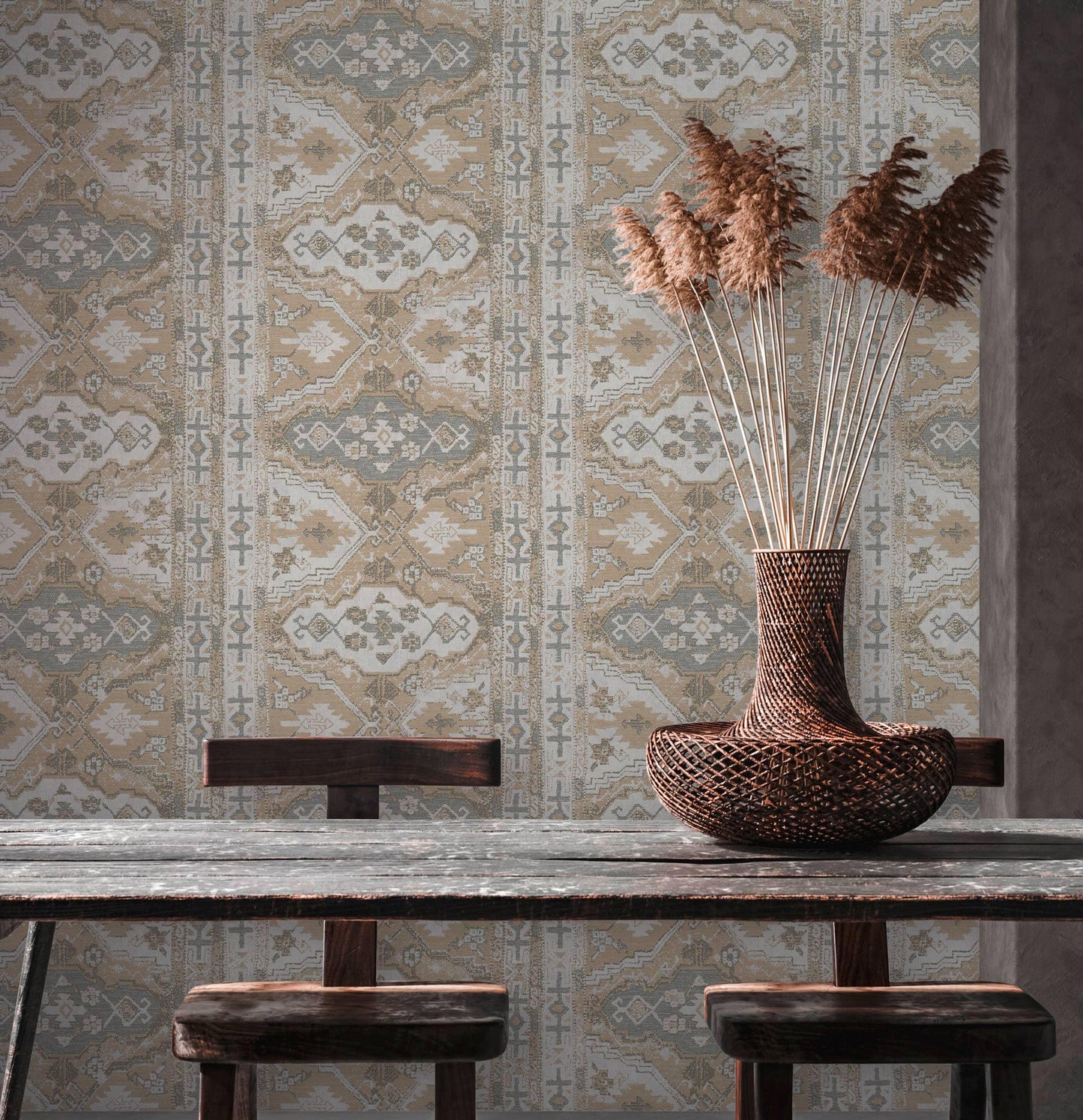 Marrakesh Carpet Wallpaper  - Beige Grey