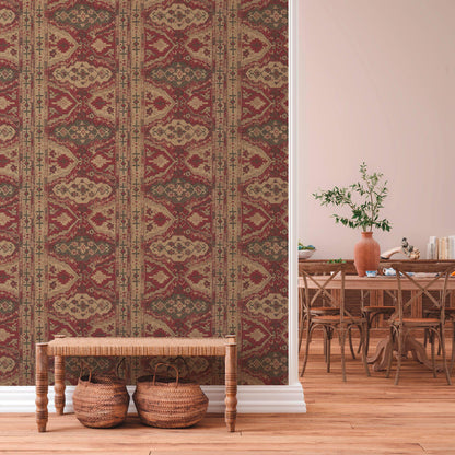 Marrakesh Carpet Wallpaper - Beige Red - Extra Wide