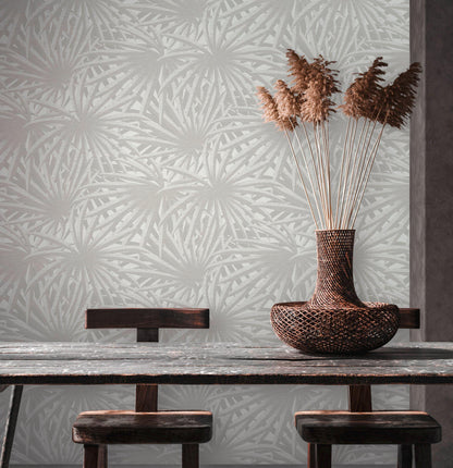 Marrakech Palms Wallpaper - Grey/White