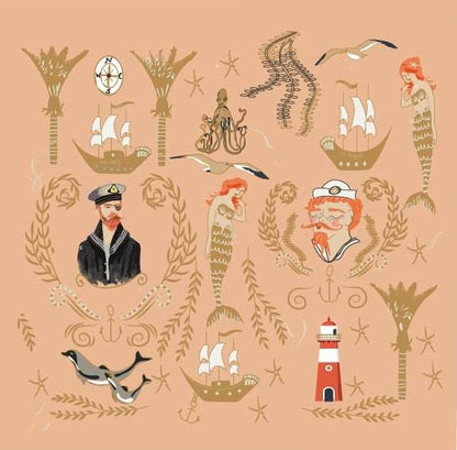 Mermaid Shipwreck - Coral - Custom Sized Wallpaper Mural (per m2)