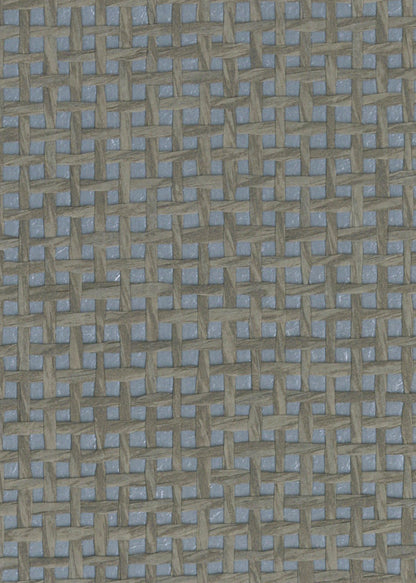 Burlap Fine Weave Grasscloth Wallpaper - Jute on Metallic Blue