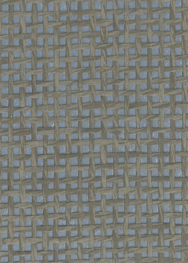 Sample - Burlap Fine Weave Grasscloth Wallpaper - Jute on Metallic Blue