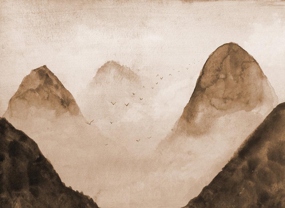 Misty Rocks - Desert Beige - Custom Sized Wallpaper Mural (per m2)