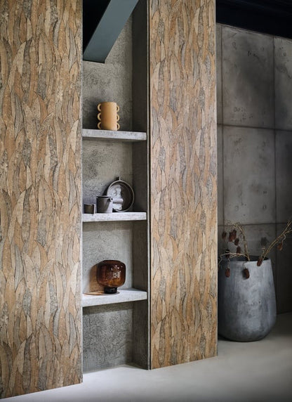 Neluwa Textured Leaves Wallpaper - Brown