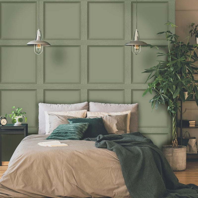Modern Wood Paneling Wallpaper - Green
