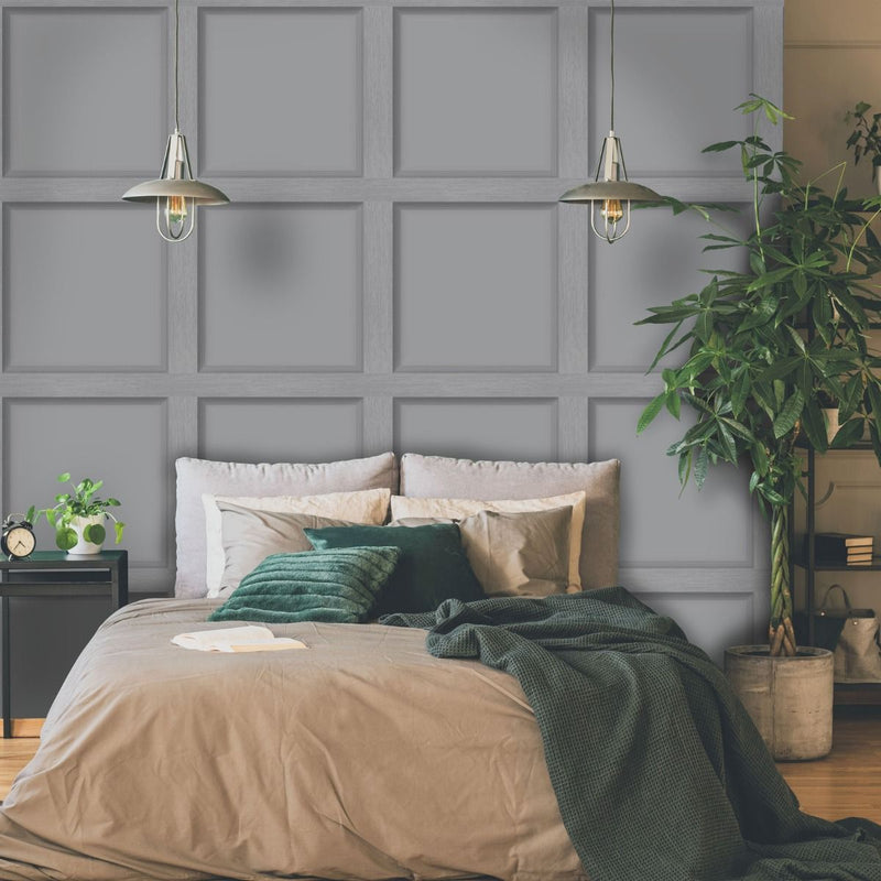 Modern Wood Paneling Wallpaper - Grey