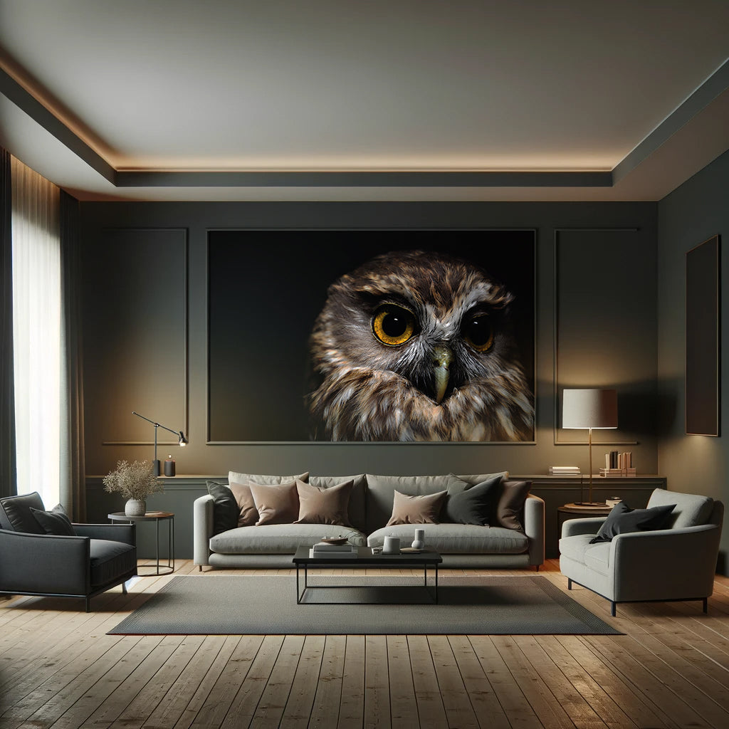Sample – Morepork Owl - Custom Sized Wallpaper Mural (per m2)