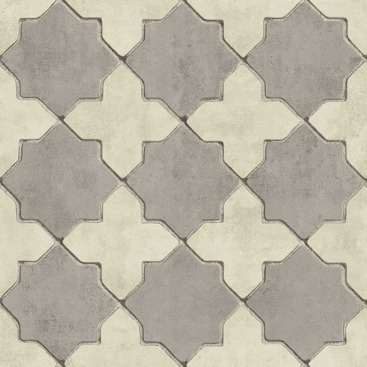 Moroccan Vinyl Tile Wallpaper - Grey - Last 2 Rolls