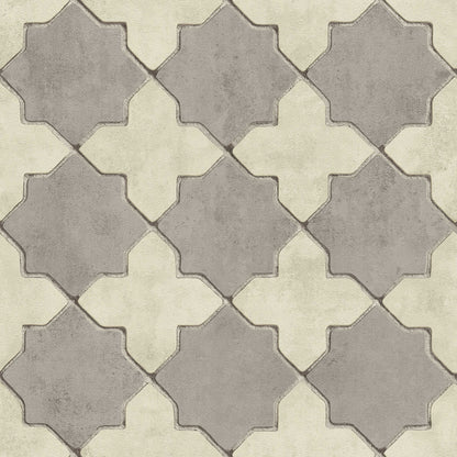 Moroccan Vinyl Tile Wallpaper - Grey - Last 2 Rolls