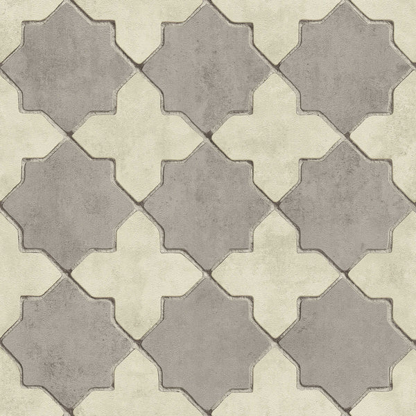 Sample - Moroccan Tile Wallpaper - Grey