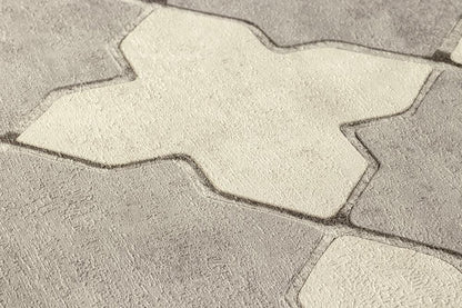Moroccan Vinyl Tile Wallpaper - Grey - Last 2 Rolls