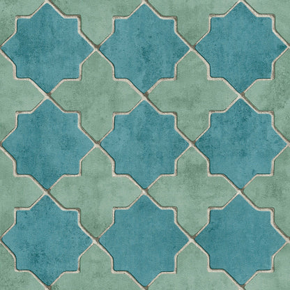 Moroccan Tile Wallpaper - Turquoise - Discontinuing
