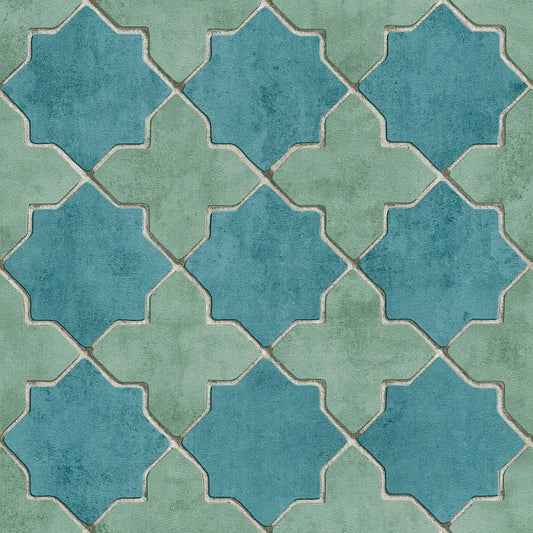 Moroccan Tile Wallpaper - Turquoise - Discontinuing