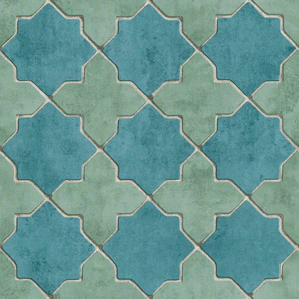 Sample - Moroccan Tile Wallpaper - Turquoise