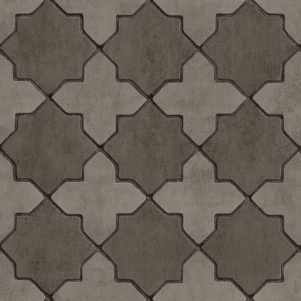 Sample - Moroccan Tile Wallpaper - Dark Grey