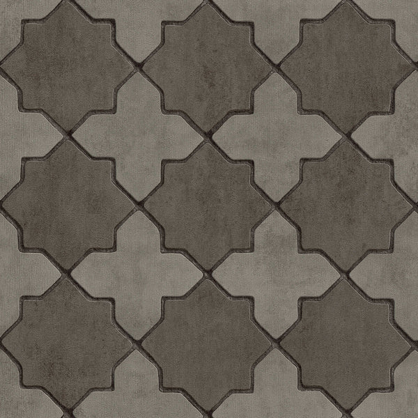 Sample - Moroccan Tile Wallpaper - Dark Grey