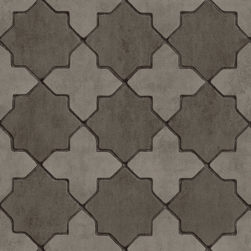Sample - Moroccan Tile Wallpaper - 5 Colours - Dark Grey
